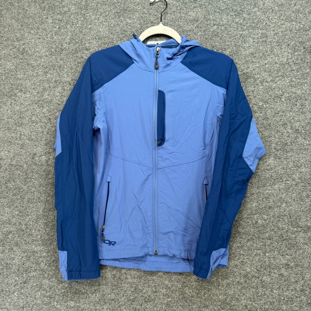Outdoor Research Jacket Womens Small Blue Ferrosi Softshell Hiking Stretch Hood